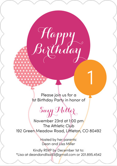 Birthday Balloons Invitations